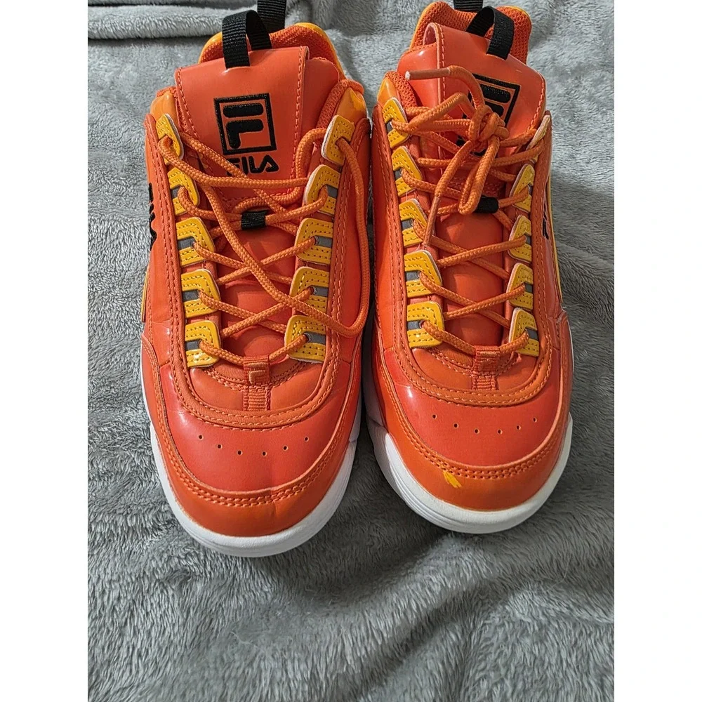 FILA Disruptor II Orange Yellow Chunky Sneakers Mens 7 3XM01777-821